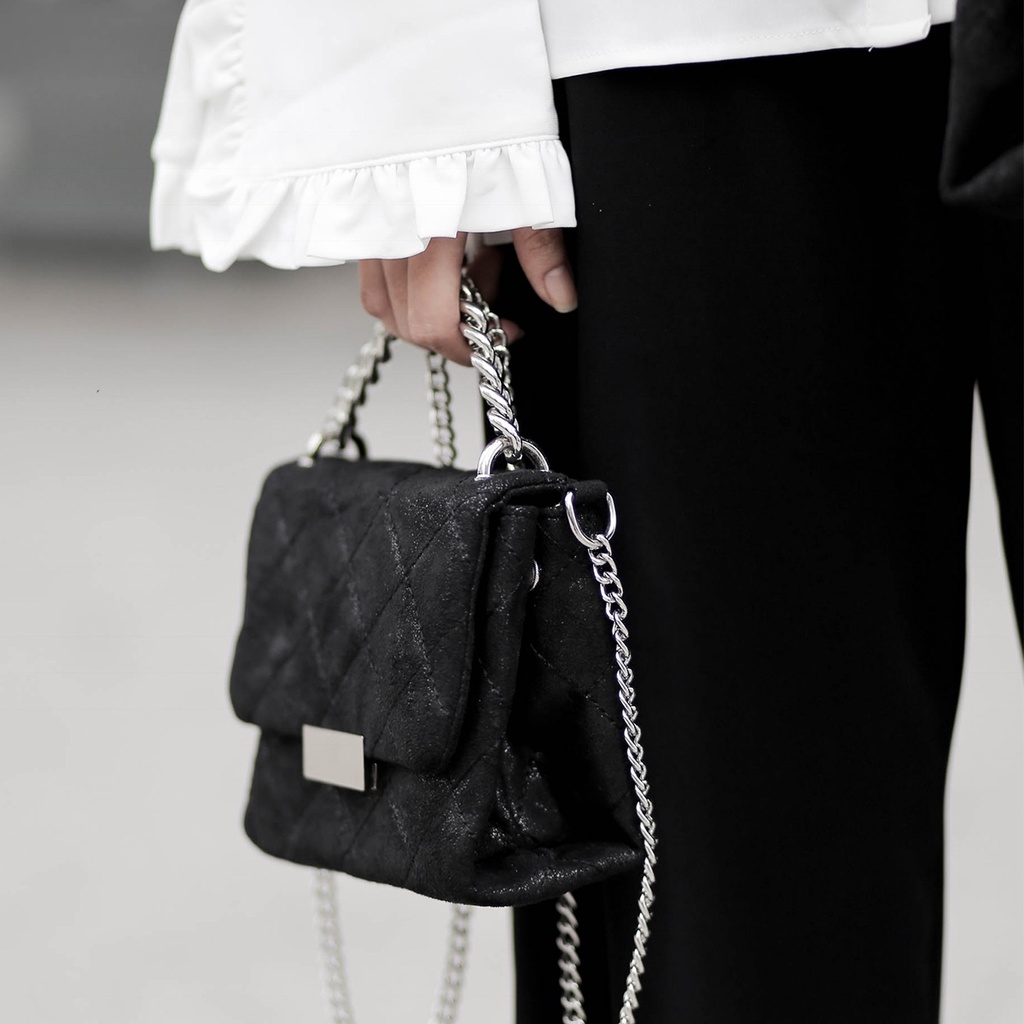 Túi xách Floralpunk Silver Chain Bag màu đen