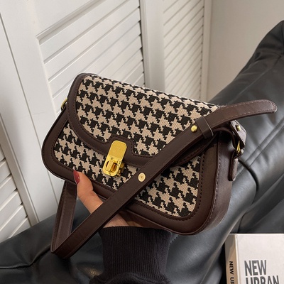 Túi Nữ Đeo Vai Khoác Tay Chất Da In Sọc Caro Form Vuông Dây Da Khóa Bấm Phong Cách Đường Phố - Kho Túi Quảng Châu 29