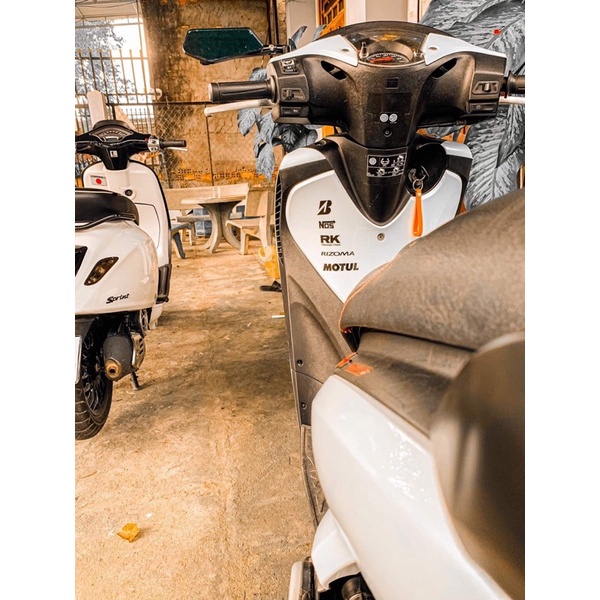 Tem logo trắng đen trang trí xe các thương hiệu nổi tiếng.