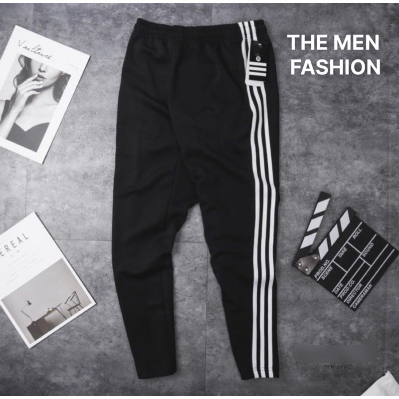 Quần dài thể thao nam, quần nỉ kẻ sọc trẻ trung co giãn thoải mái