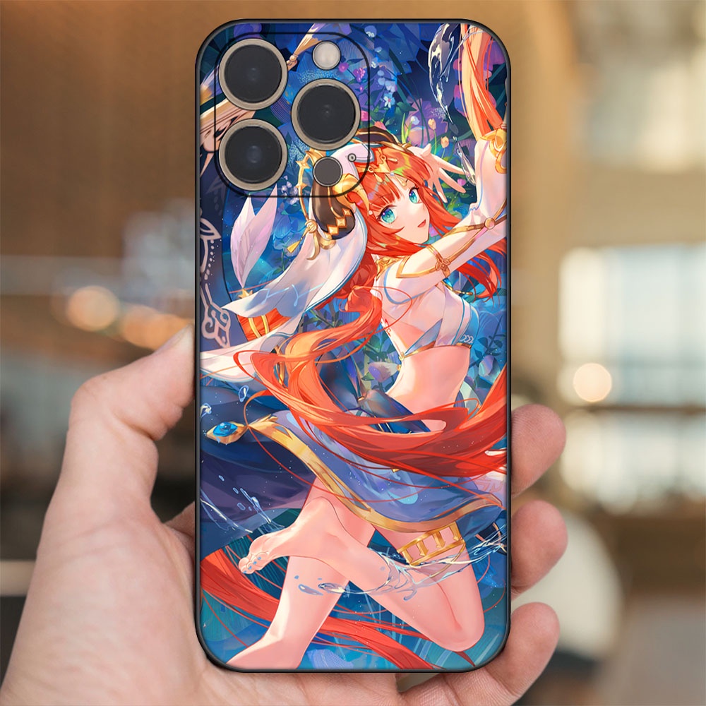 Ốp lưng iPhone 14 Pro dẻo đen cạnh vuông in hình Nilou Genshin Impact