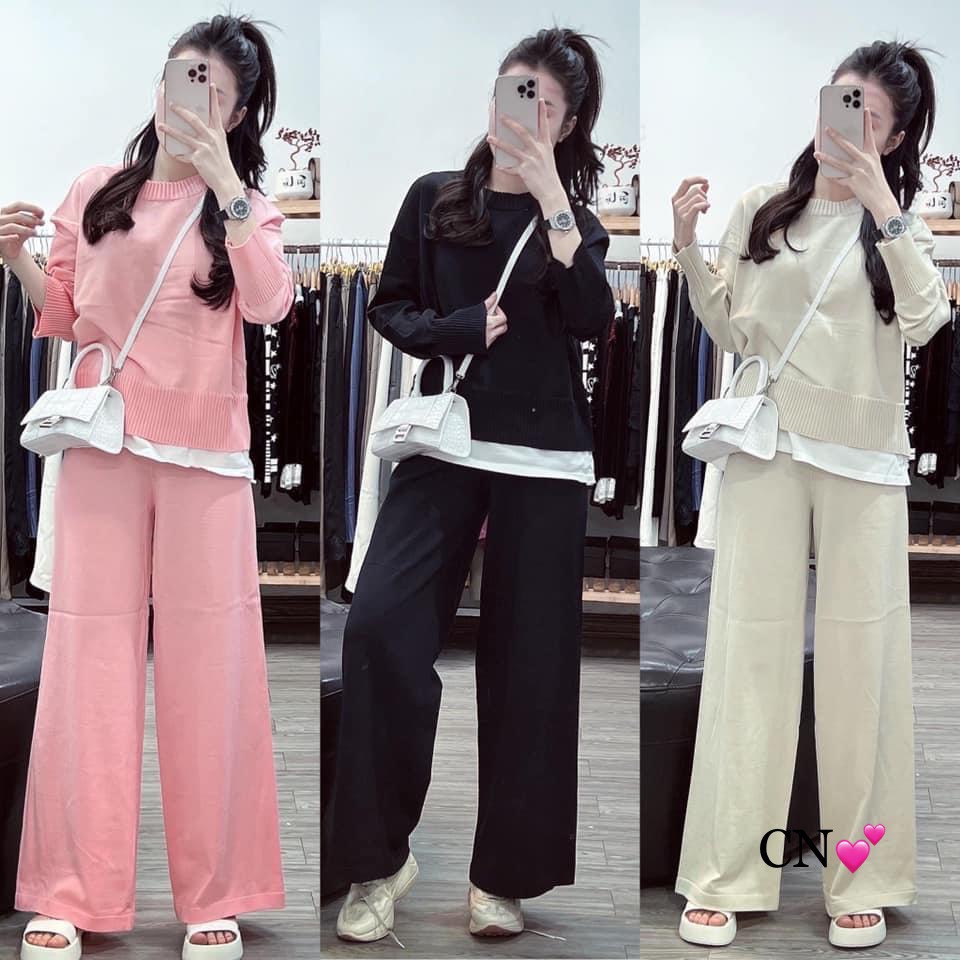 Set bộ len trơn phối gấu hàng QCCC nhẹ nhàng cực đẹp