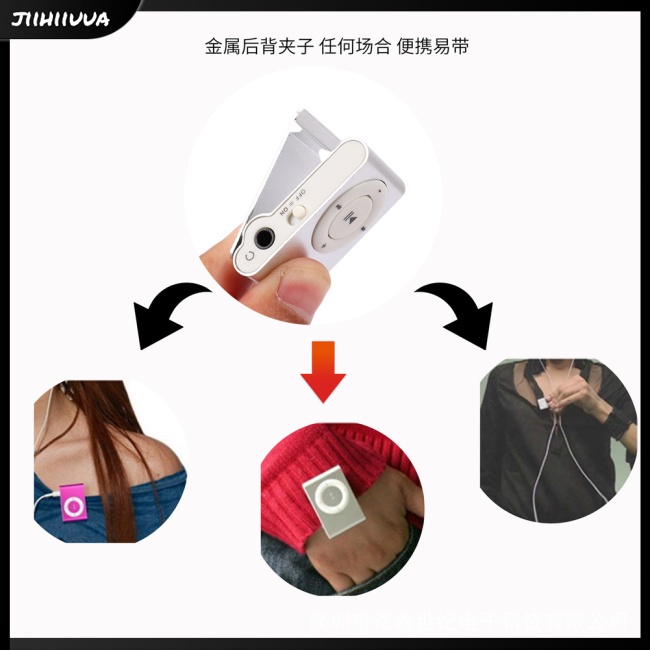 Loa Nghe Nhạc Mp3 Mini Dạng Kẹp Có Dây Cáp Sạc Usb Và Tai Nghe 3.5mm Hỗ Trợ Thẻ Tf