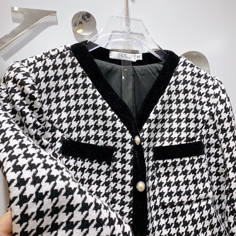 Set dạ ziczac viền nhung khuy ngọc TKCC - Kim Linh Shop