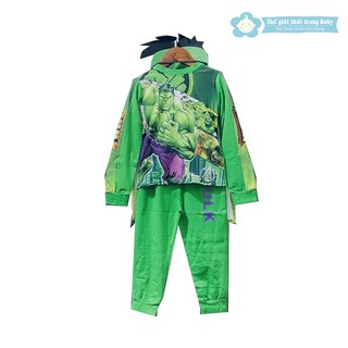 Bộ quần áo siêu nhân hulk, người khổng lồ xanh bé trai dài tay samkids tặng kèm choàng và mặt nạ B120 ( video hàng thật)