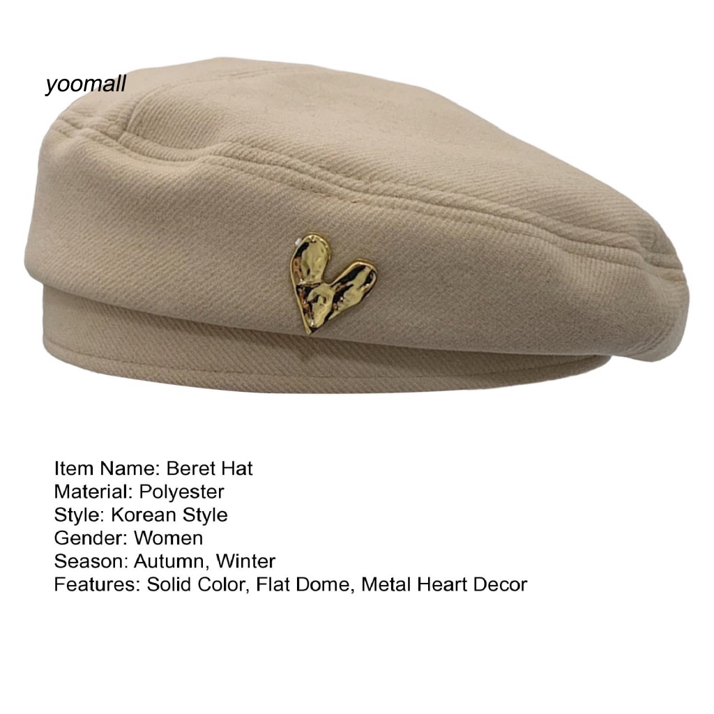 / Yo / Mũ Beret Không Vành Mềm Mại Màu Trơn Thời Trang Thu Đông Cho Nữ