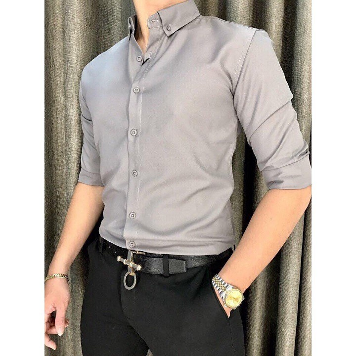 SƠ MI NAM MÀU XANH NHẠT dáng ôm chất đẹp, hàng VNXK