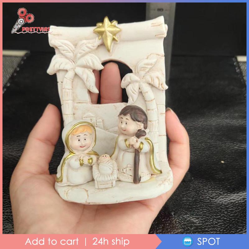 [Prettyia1] Tượng Gia Đình Thánh Giáng Sinh Để Bàn Hoặc Trưng Bày Trang Trí