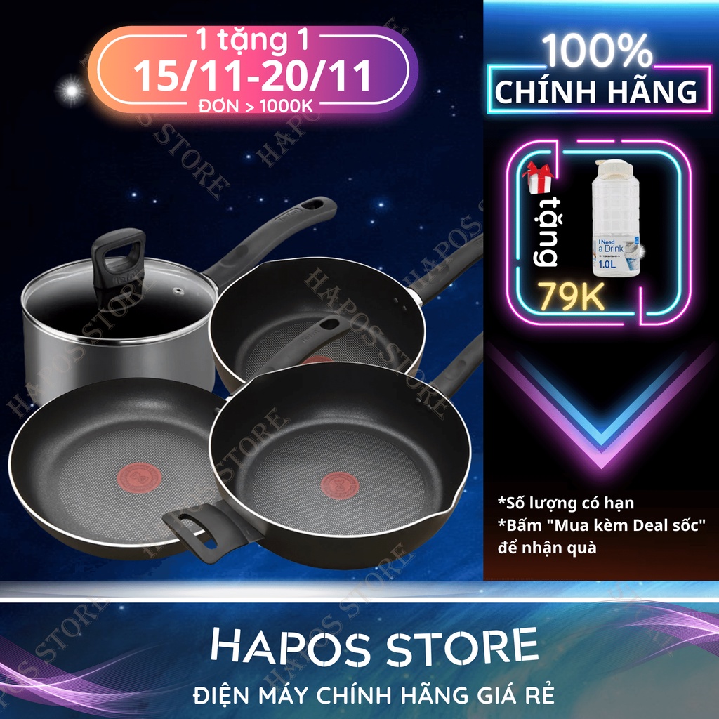 Nồi chảo nhôm đáy từ chống dính Tefal Only Cook dẫn nhiệt tốt - Mẫu mới 2022 - HAPOS