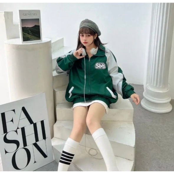 Áo Khoác Dù Nữ Khóa kéo Xin xò 2 Lớp Thời Trang Hàn Quốc