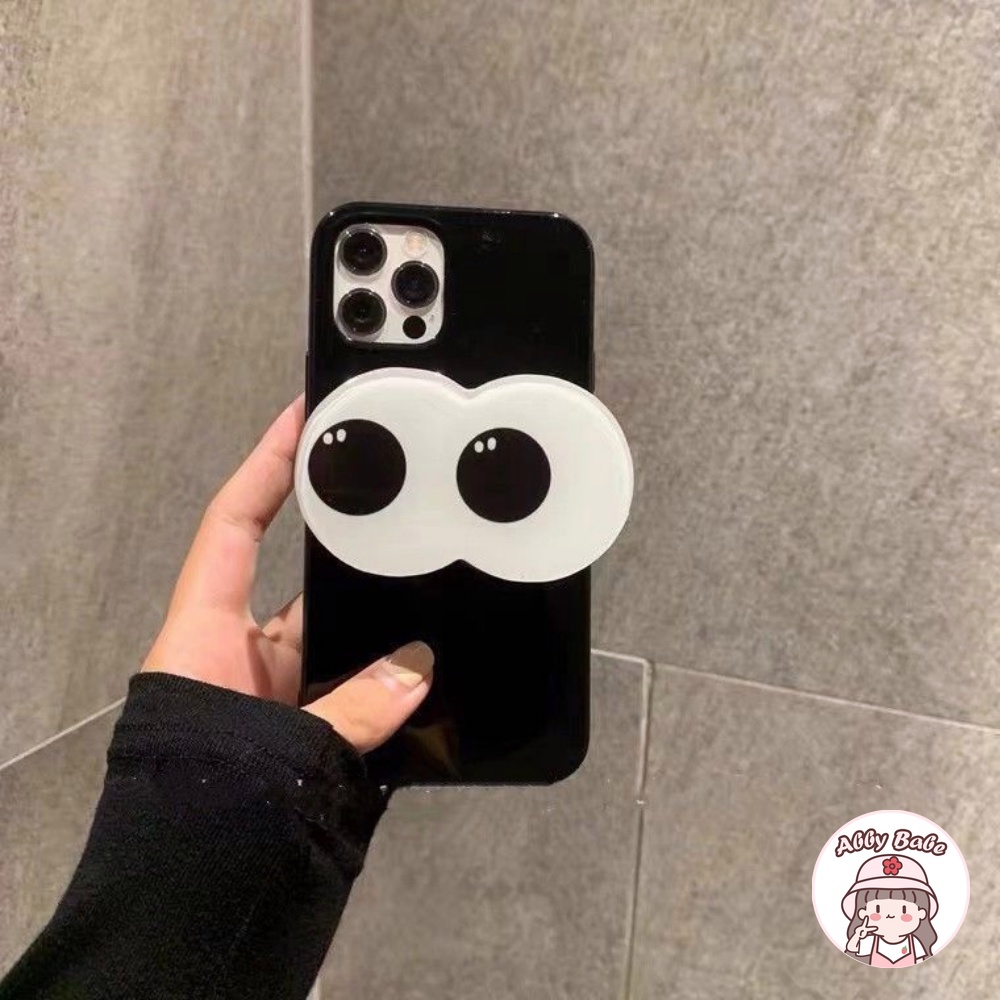 Ốp Điện Thoại TPU Mềm Chống Mồ Hôi Có Giá Đỡ Hình Đôi Mắt To Hoạt Hình Cho IPhone 14 Pro Max 11 7Plus 13 12 11 Pro Max X XS