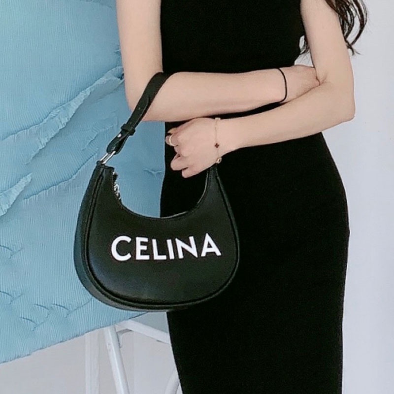 Mischa Túi Đeo Vai Bằng Da PU Màu Trơn In Chữ Thời Trang Dễ Phối Đồ