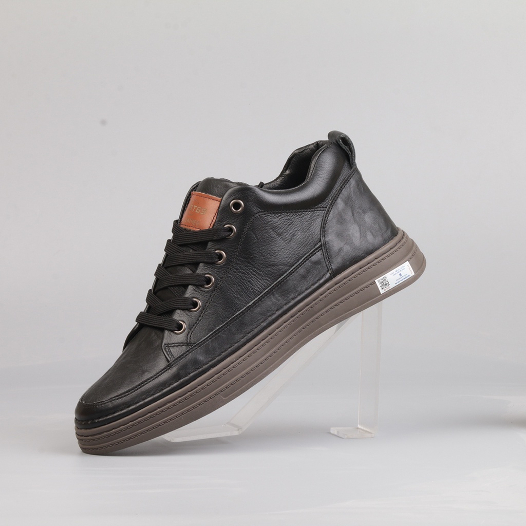 Giày sneaker nam da bò nguyên tấm đế cao su đúc tăng chiều cao 3.5 cm , 2 màu - BOMBUS