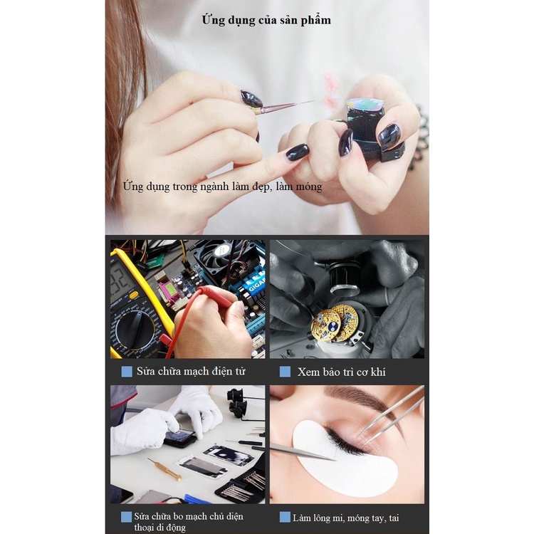 Kính lúp đeo mắt có đèn 9892e1 phóng đại 1x - 1.5x - 2x - 2.5x - 3.5x