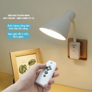 Đèn ngủ thông minh điều chỉnh 2 cấp độ sáng, chế độ hẹn giờ, điều khiển từ xa - Bảo hành 01 năm