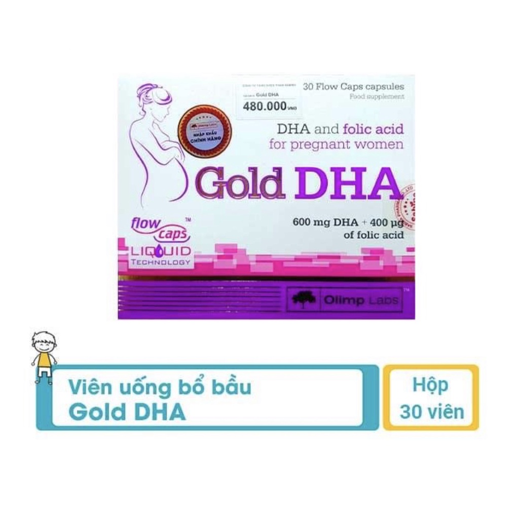 Gold DHA Chela (Nhập khẩu châu âu). Bổ sung DHA, Acid Folic cho phụ nữ mang thai, cho con bú (Hàng chính hãng)