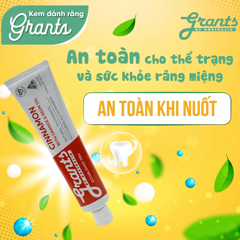 Kem đánh răng Grants thảo dược tự nhiên vị quế tuýp 110gr