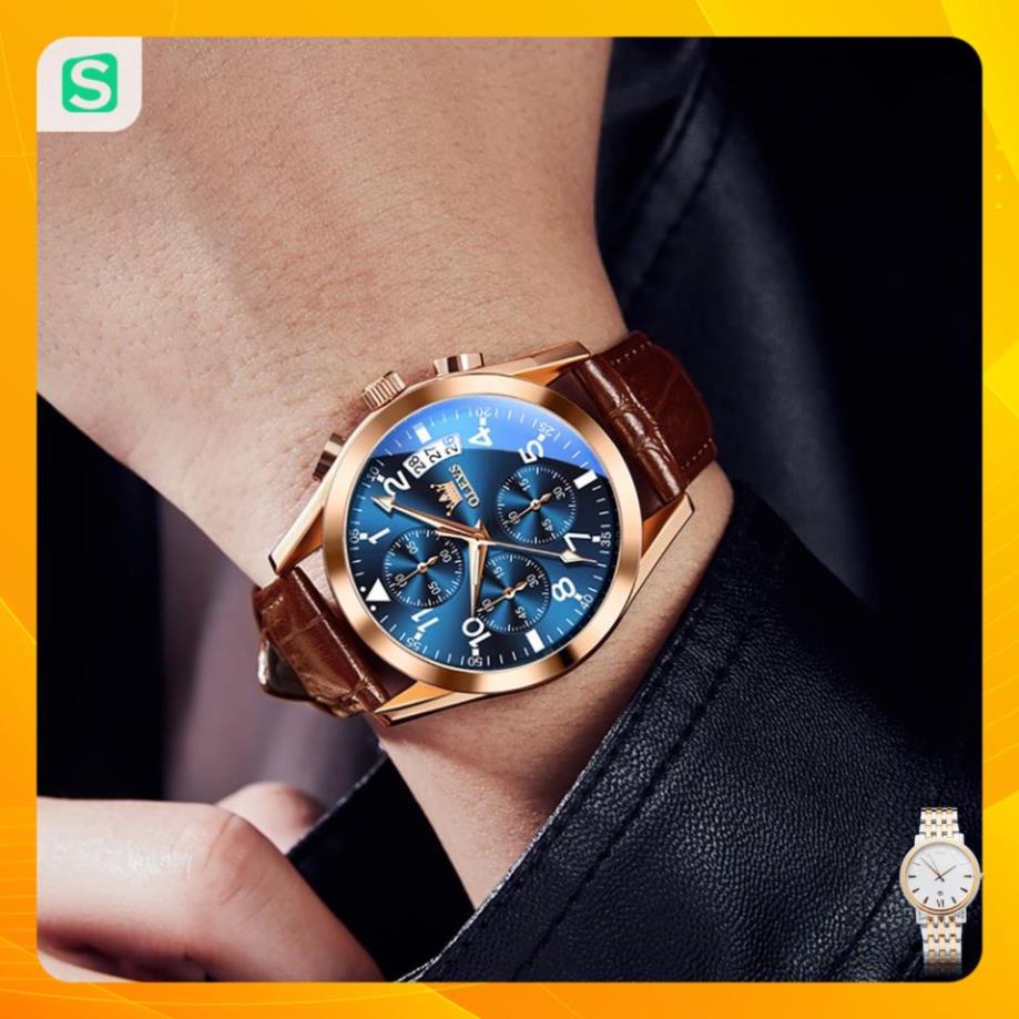 Đồng hồ nam chính hãng OLEVS 2878 dây da bò  Chống thấm nước sâu  hiệu ứng phát sáng