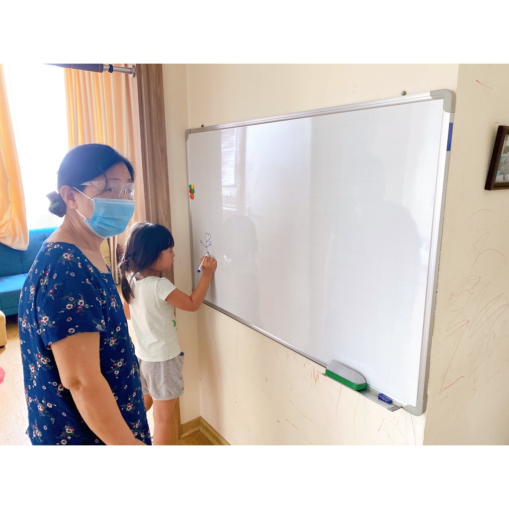 Bảng từ trắng viết bút lông dạ Hàn quốc  Tặng Bút lông dạ, bông lau, nam châm. BH 2 năm, Freeship HN