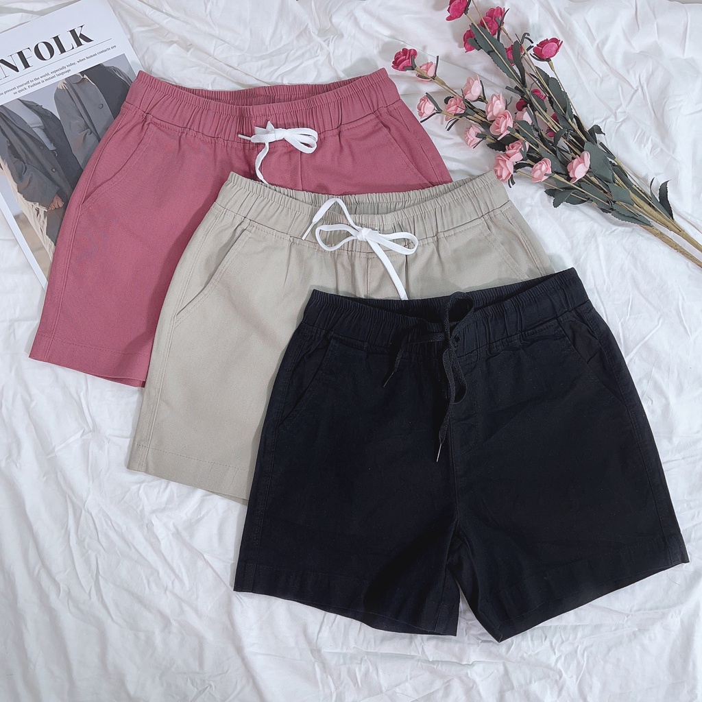 QUẦN SHORT LƯNG THUN KAKI NỮ