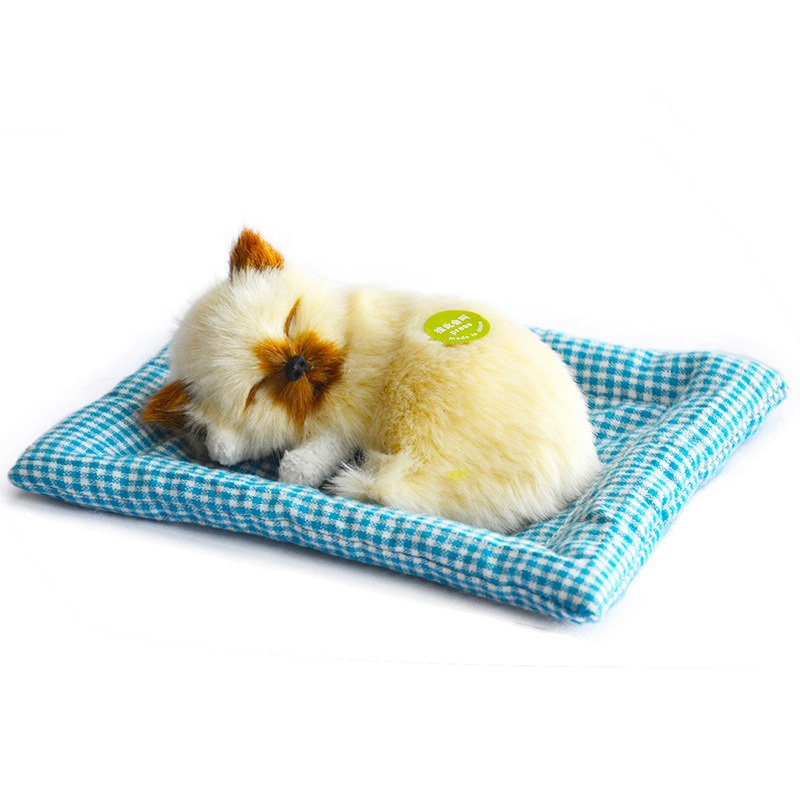 Đồ Chơi Mèo Nhồi Bông Nằm Ngủ Trên Thảm Có Âm Thanh Để Bàn Làm Quà Hoàn Hảo Cho Trẻ Em F2Z8