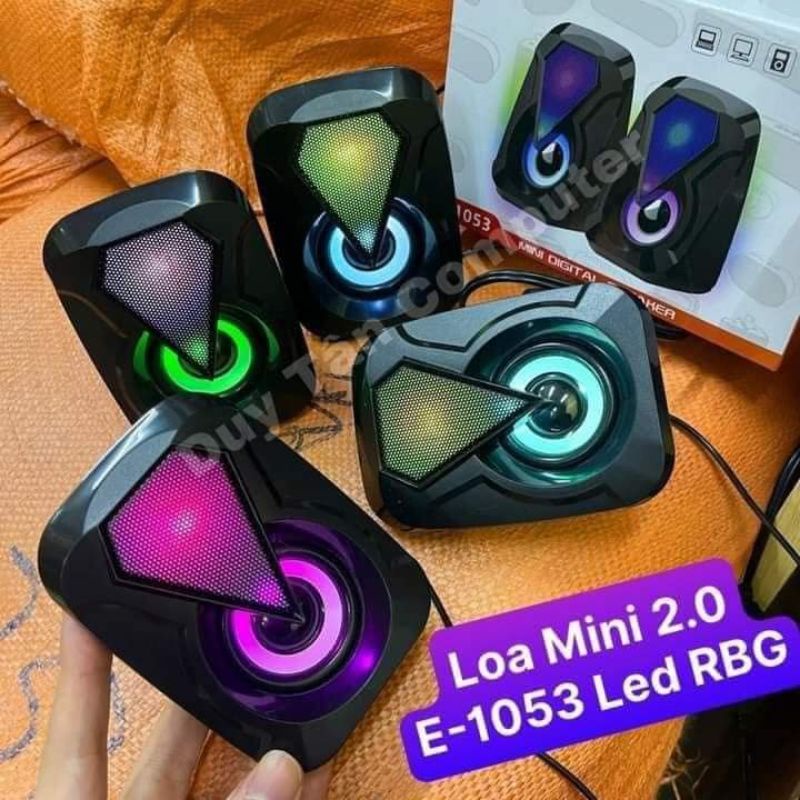 Loa Vi Tính Mini E-1053 Có Đèn Led 7 Màu Loa Nghe Nhạc Laptop Pc Có Dây