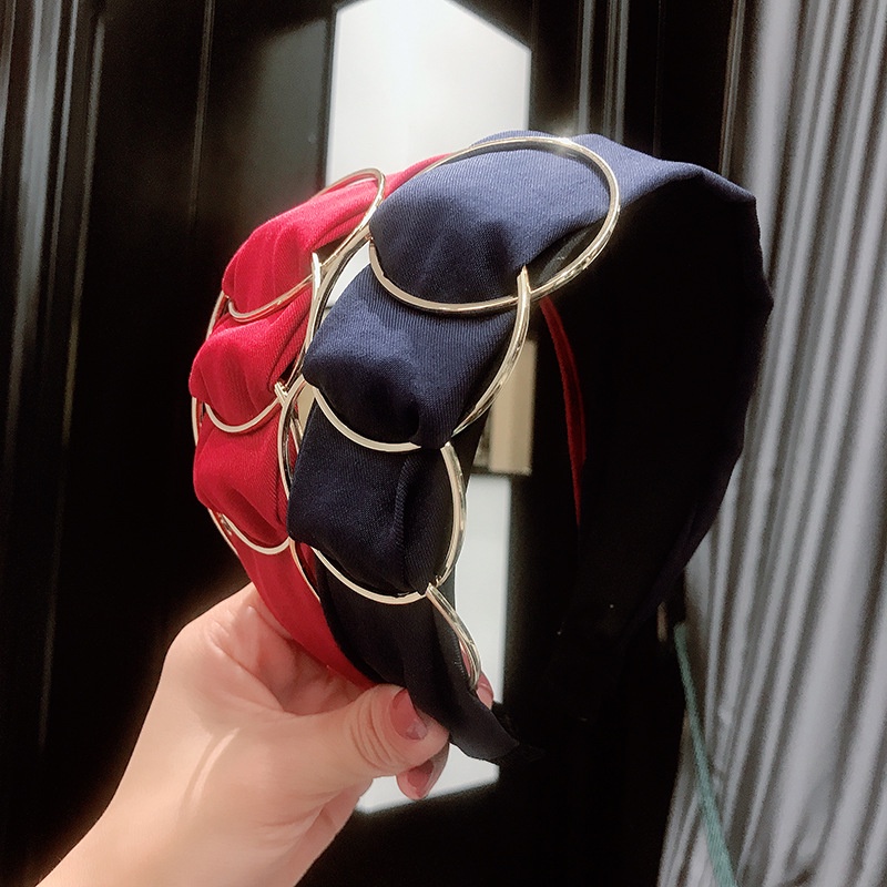 Băng Đô Rửa Mặt Bằng Vải Bản Rộng Ghép Nối Vòng Tròn Màu Vàng Cao Cấp Nhiều Màu Sắc Cho Nữ