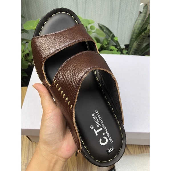 Dép da nam cao cấp da thật
