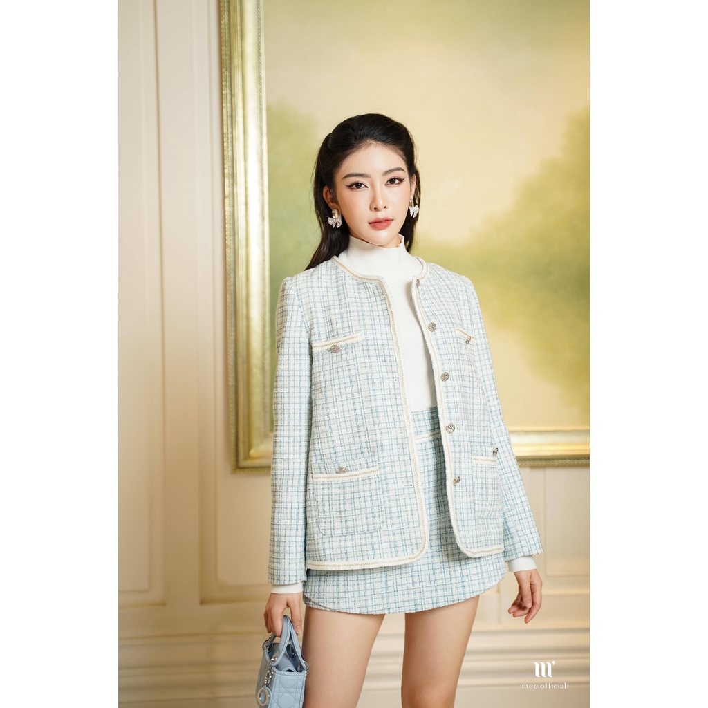 Chân váy nữ Méo shop dạ tweed phối quần cạp cao dáng chữ A Penly