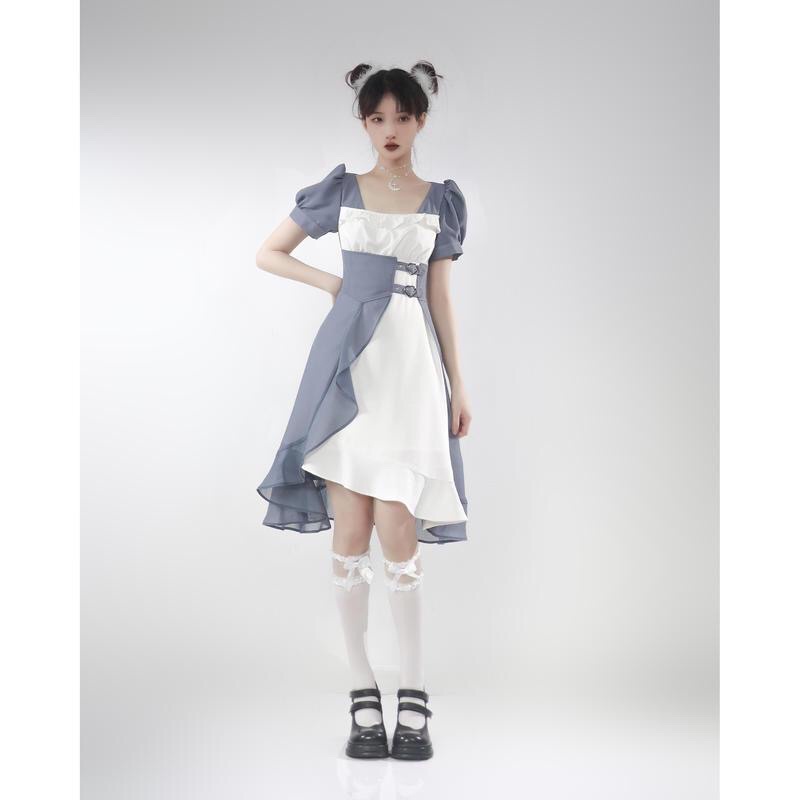 Đầm ngắn tay phồng thiết kế vạt lớp đai thắt eo Pinksavior ngọt ngào FOOTMADE