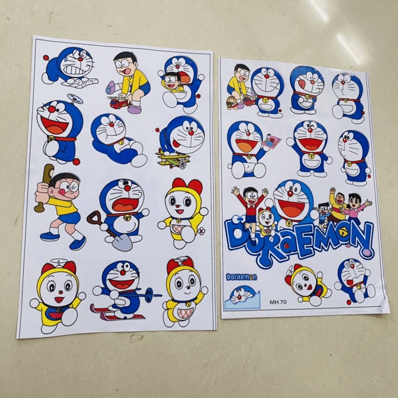 Sale sốc Combo 2 tem sticker doremon trang trí nón bảo hiểm