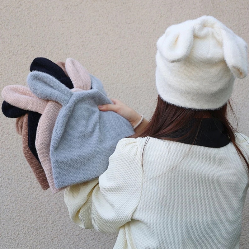 Nón Len Tai Thỏ Dễ Thương Xinh Xắn Cao Cấp