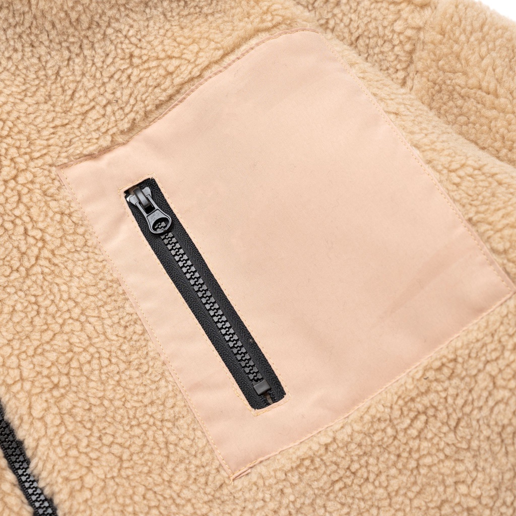 Áo Bông FAUX SHEARLING JACKET WITH POCKET - YOUNG GREEN