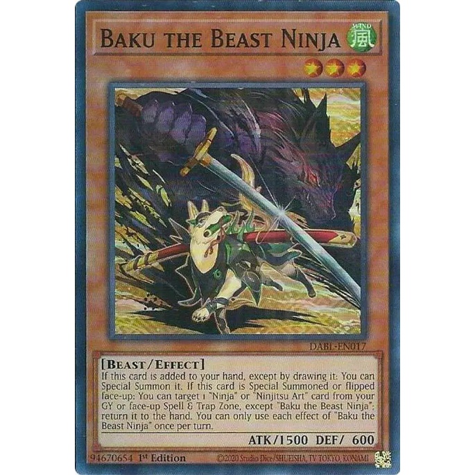 Thẻ Bài Yugioh Baku the Beast Ninja - DABL-EN017 - Super Rare 1st Edition