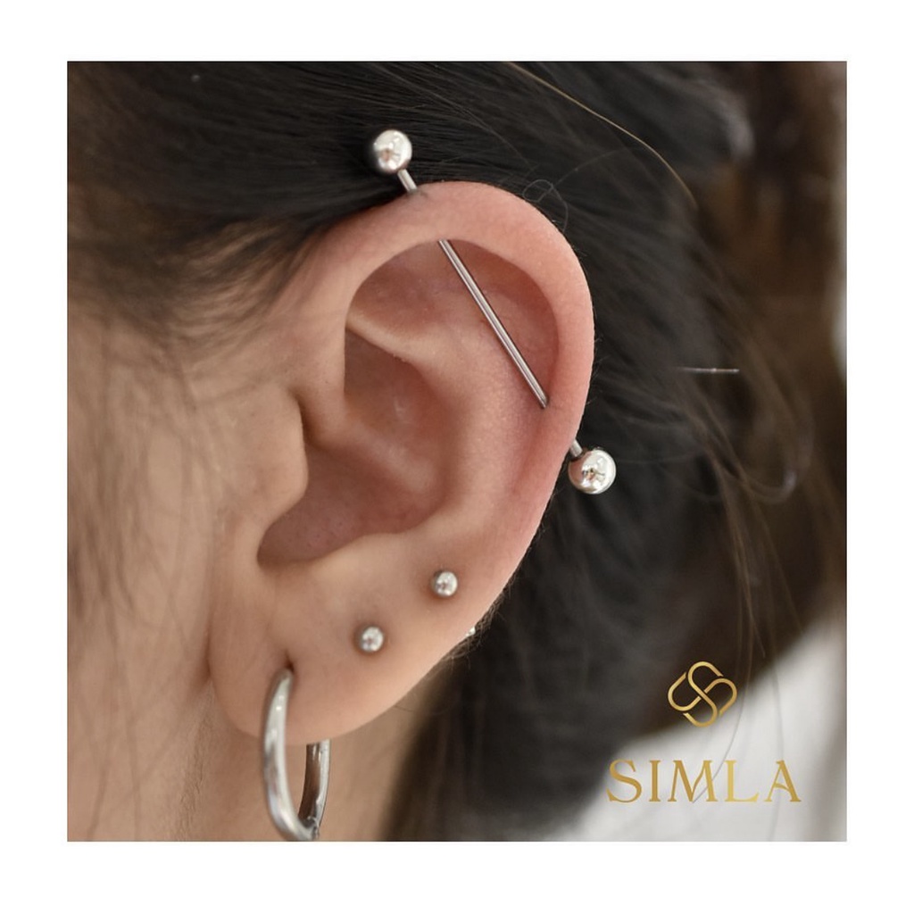Khuyên thân thẳng bi trơn cơ bản khuyên lưỡi/ khuyên ngực/ Industrial Thép không gỉ 316L - Simla Body Jewelry