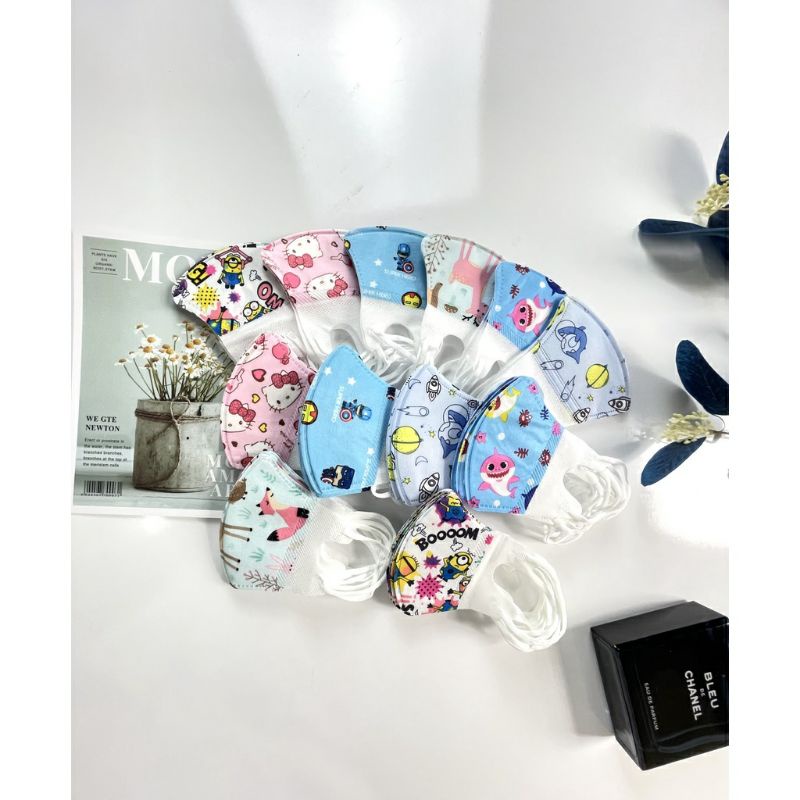 Set 10c khẩu trang 3D nhiều hình cho bé yêu 3 tháng đến 10 tuổi
