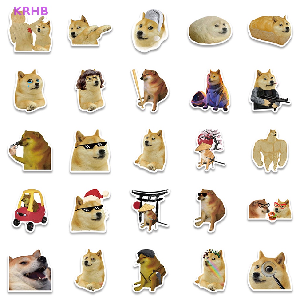 Set 50 Miếng Dán Hình Chú Chó Vui Nhộn Trang Trí Laptop / Guitar / Ván Trượt / Điện Thoại DIY Mới