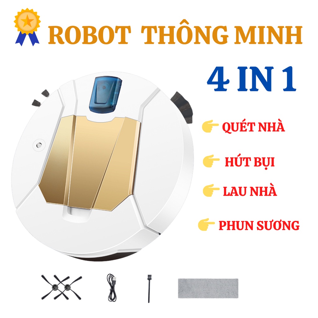 Robot Hút Bụi Lau Nhà K-355 4 Trong 1, Máy quét Nhà, Hút Bụi, Lau Nhà, Phun Sương Tạo Độ Ẩm, Cảm Biến Thông Minh Tự Động