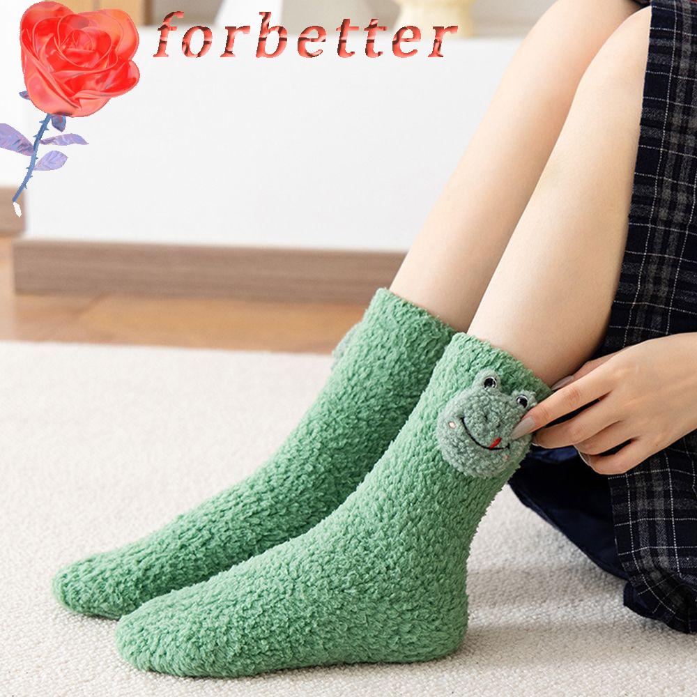 Vớ Lông Cừu San Hô Cổ Vừa Thoáng Khí Họa Tiết Ếch/Gấu/Chim Cánh Cụt/Gấu Hoạt Hình Hàn Quốc Nhiều Màu Sắc Dành Cho Nữ