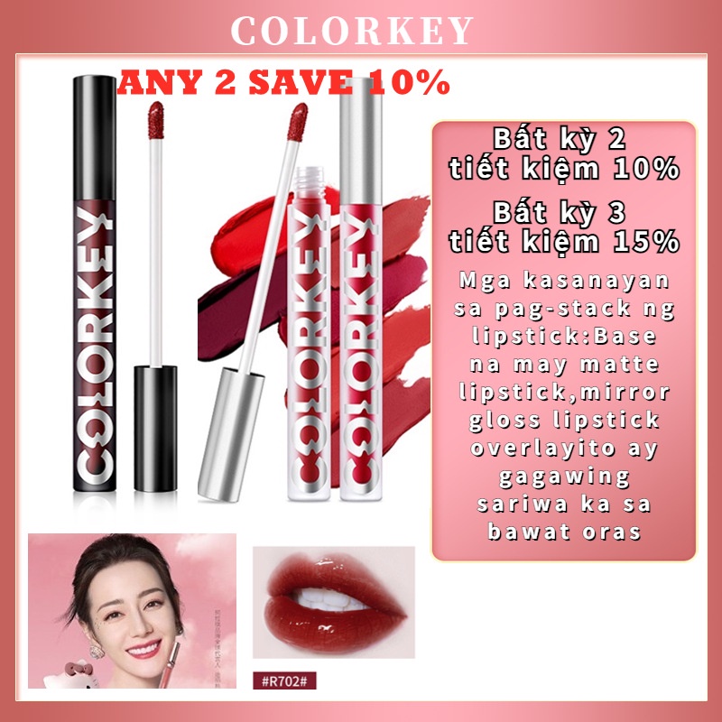 【COLORKEY】Son tint bóng Colorkey dạng lỏng lâu trôi glasting water tint set 1.7g