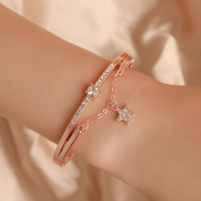 Vòng Tay Đính Đá Hình Ngôi Sao Đơn Giản Phong Cách Hàn Quốc