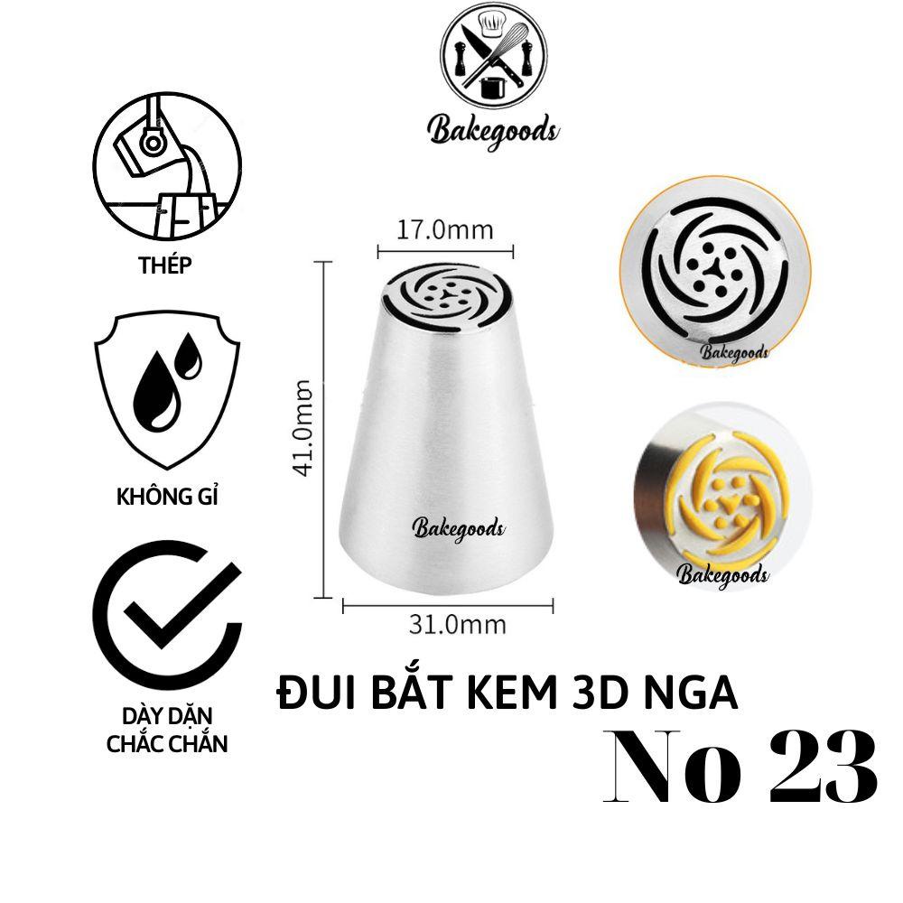 Đui Bắt Kem 3D Nga, đuôi bắt hoa 8 cánh, đui 3D Nga dùng trang trí bánh sinh nhật, bánh cupcake hình bó hoa (No 23)