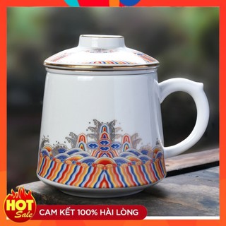 Cốc sứ trắng ngọc bích chịu nhiệt cao cấp,Bộ cốc sứ trắng văn phong