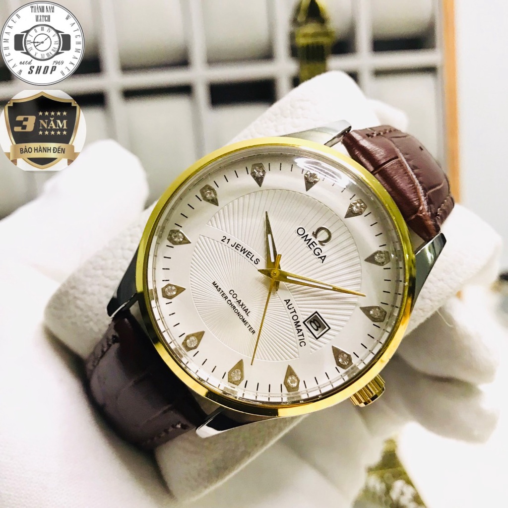 Đồng hồ Nam Omega OMG07 Dây da cao cấp, Full hộp, Mặt Sapphire chống xước, chống nước thẻ bảo hành 36 tháng