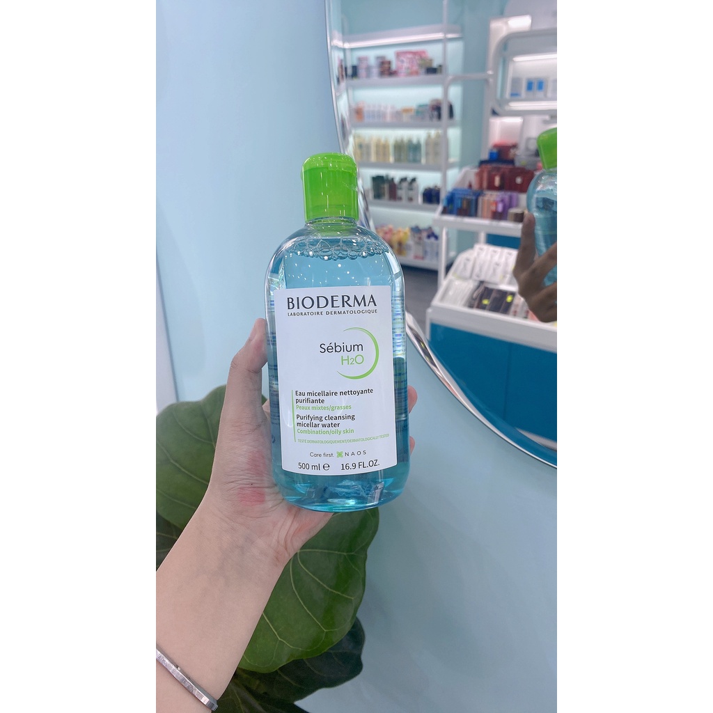 Nước Tẩy Trang Bioderma Xanh Da Dầu Mụ.n . Hồng Da Nhạy Cảm 500ml