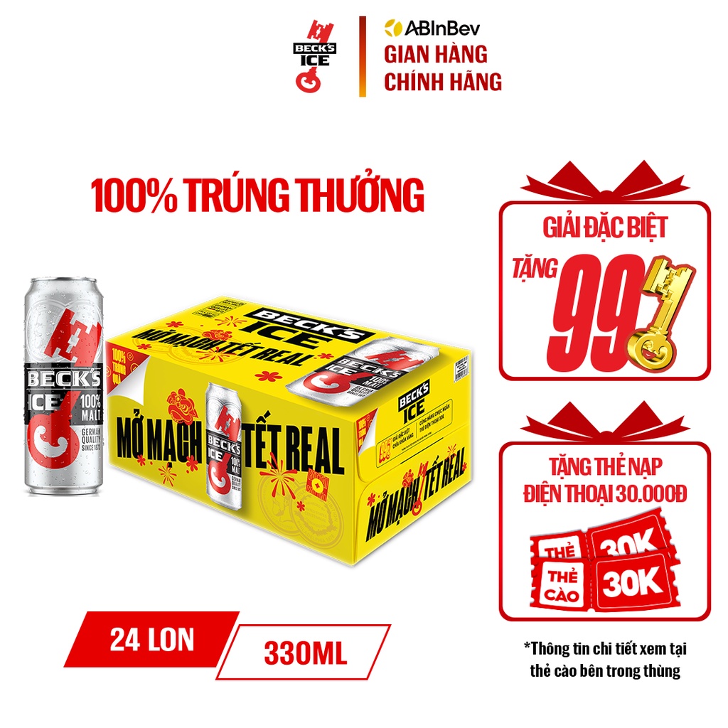 Thùng 24 Lon Bia Beck's Ice (330ml/lon) - Phiên Bản Tết 2023