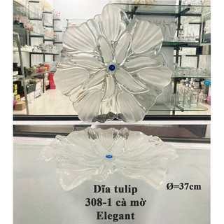 Dĩa kiểu lớn bằng thủy tinh hình hoa tulip, hoa hướng dương / dĩa thủy tinh trang trí