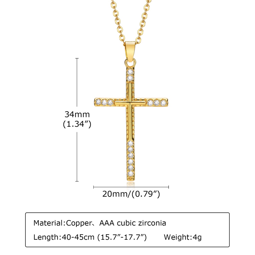 Vnox Vòng cổ Mạ Vàng Mặt Thánh Giá Đính Đá Zircon Lấp Lánh Cho Nữ