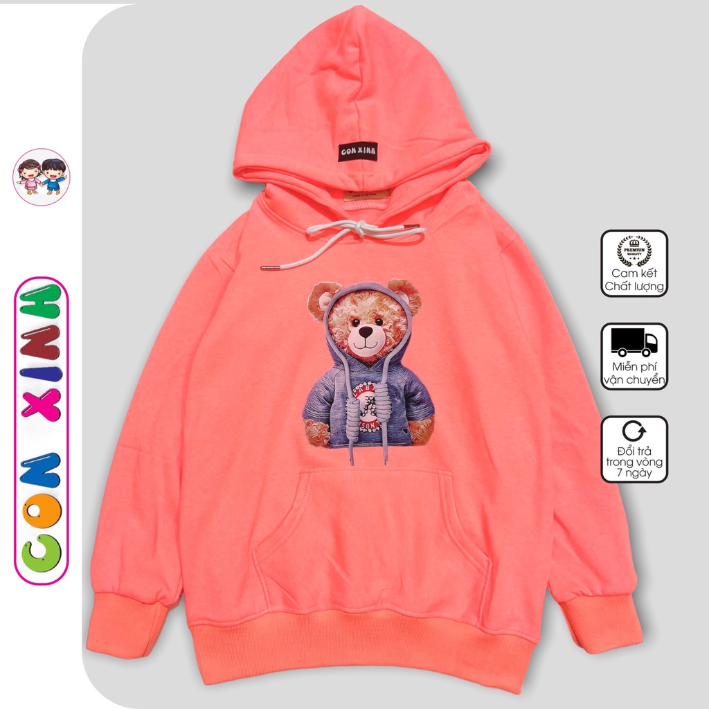 Áo nỉ có mũ hoodie Con Xinh phom rộng nỉ bé trai