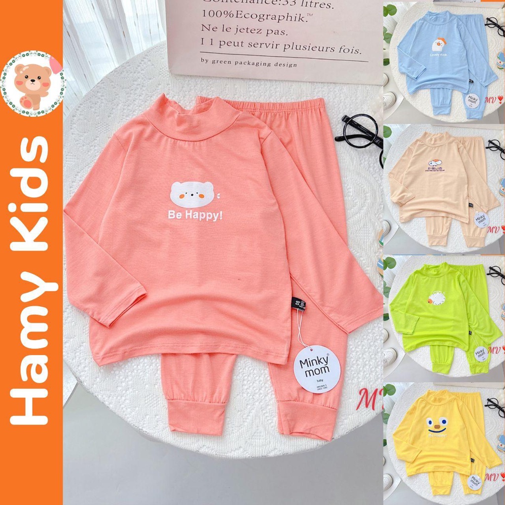 Đồ Bộ Dài Tay Minky Mom Chính Hãng Vải Thun Lạnh Cổ Cao Hình in Đơn Giản Bé Trai Bé Gái Từ 0-5 Tuổi Dưới 20kg - Hamykids